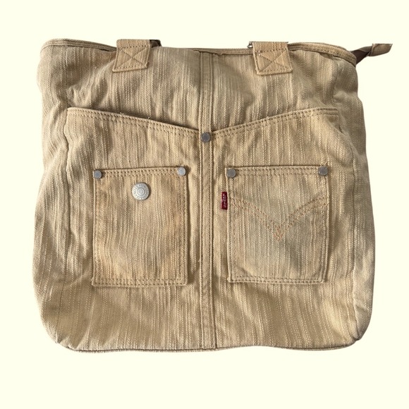 Levi's Tan Denim Shoulder Bag, Purse, Tote, Festival, Boho, Cottagecore, Hippie - Picture 2 of 12